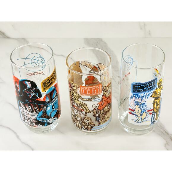 Star Wars Tall Glasses The Empire Strikes Back The Return Of The Jedi 1980 x3 - Picture 11 of 16